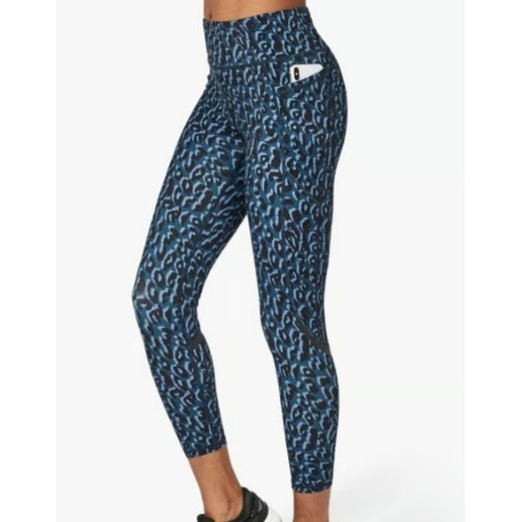 Sweaty Betty Pants - Sweaty Betty Zero Gravity 7/8 Running Leggings Blue Leopard Print XL SB5402B